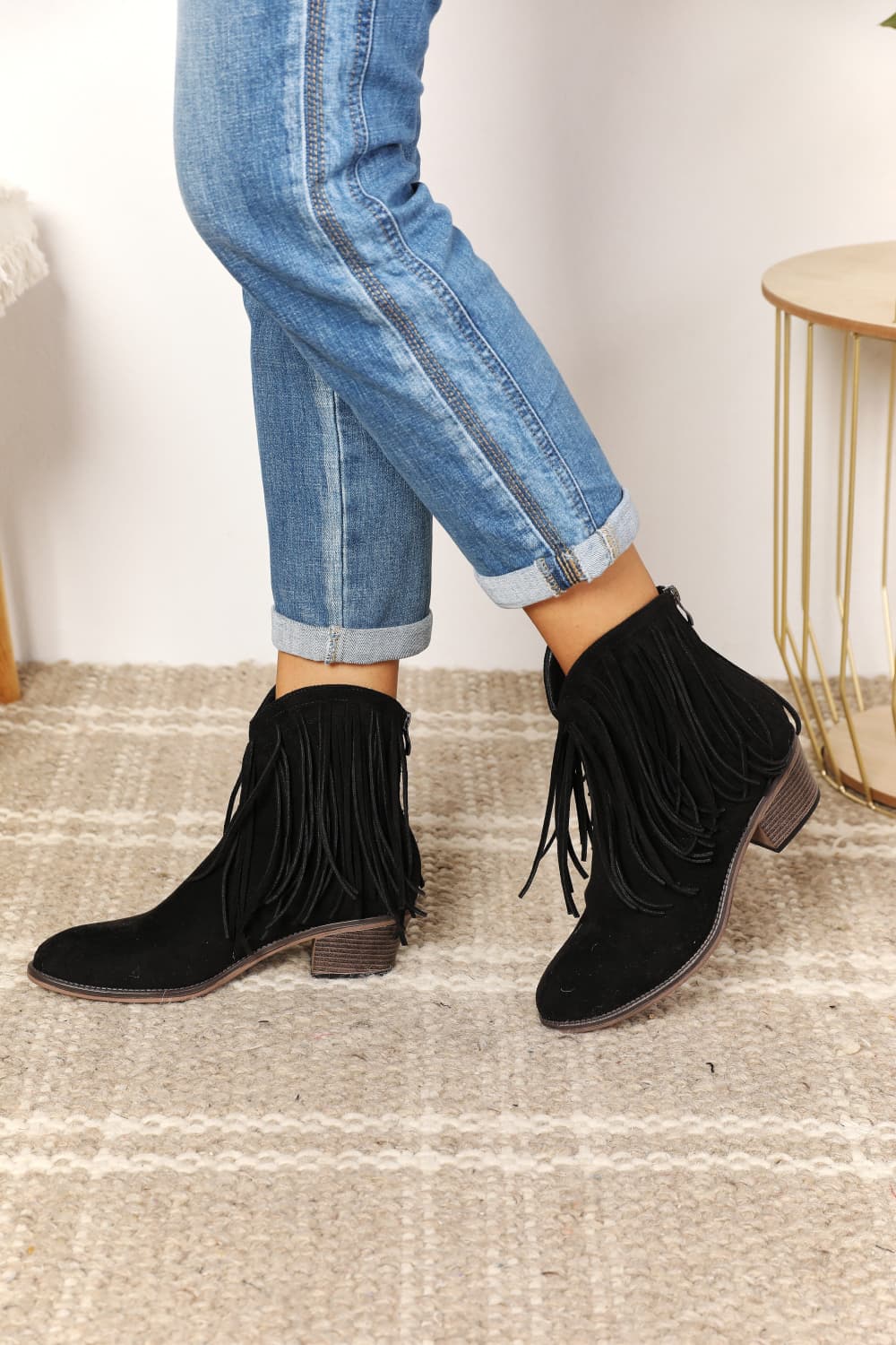 Reba Fringe Cowboy Western Ankle Boots