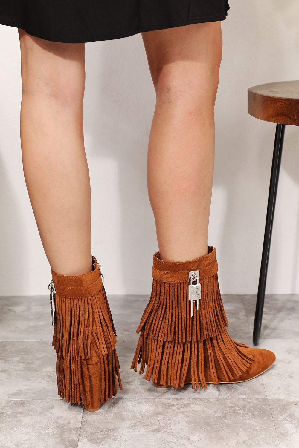 Shania Tassel Wedge Heel Ankle Booties