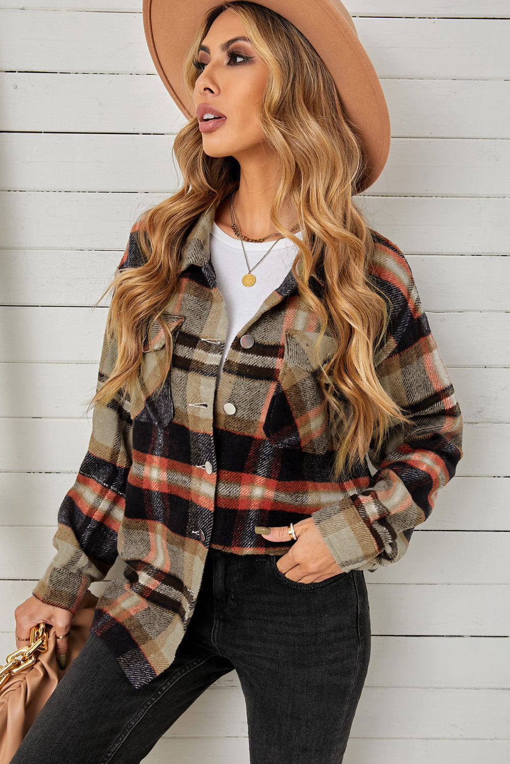 Pepper Plaid Button Down Shacket