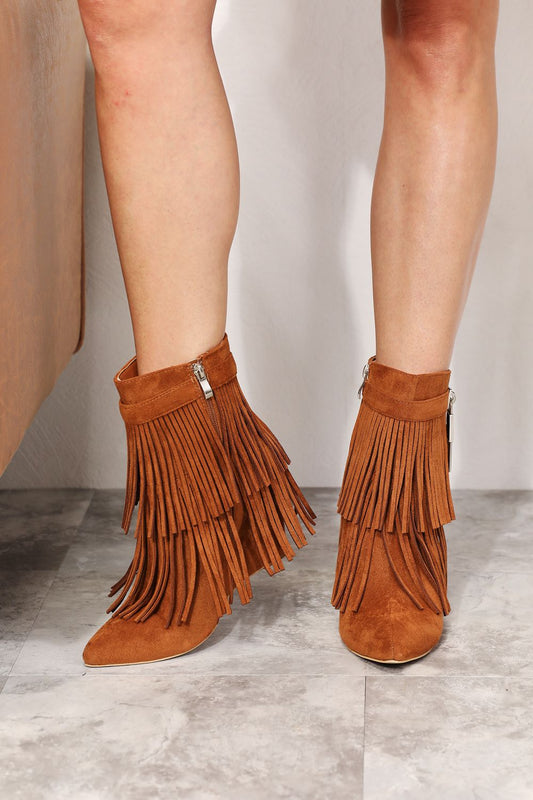 Shania Tassel Wedge Heel Ankle Booties